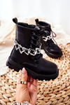 Children's Boots With Chain Black Moci
