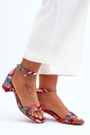 Patterned Heels Satin Sandals Mix Pink Inspire Me!