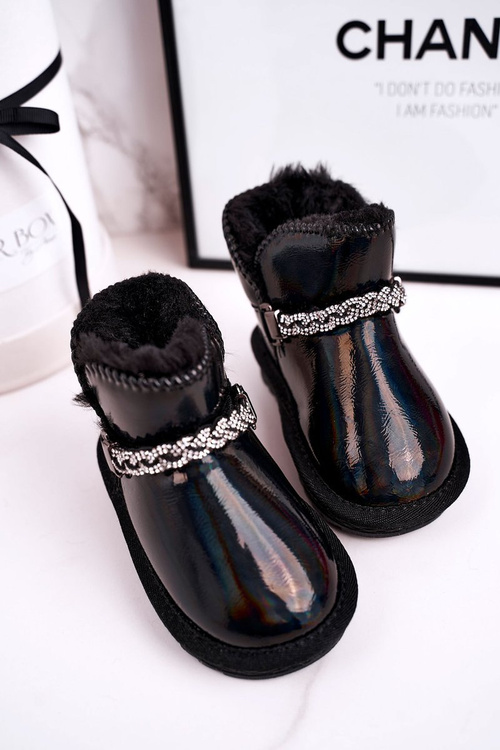 Children's Snow Boots With Fur Petrol Black Princess