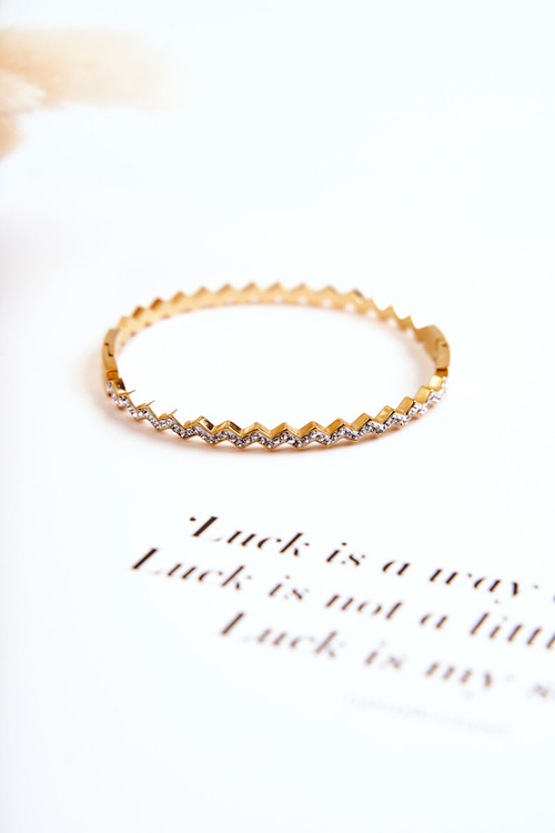Women's Steel Bracelet With Zircons Gold Crown