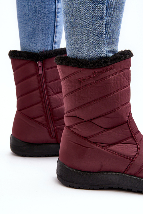 Women's High Padded Snow Boots Burgundy Luxina
