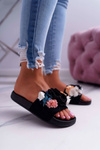 Women's Flower Flip Flops Black Della