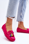 Suede Loafers With Bow And Fringes Fuchsia Dorine