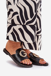 Eco Leather Flat Sandals Women With Decorative Detail Black Frelie