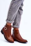 Leather Flat Heel Boots Brown Meronei 