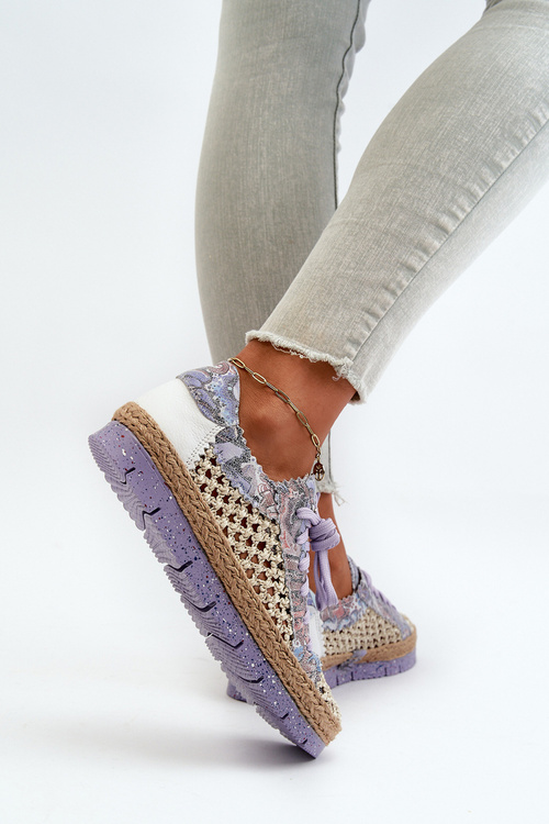 Półbuty Skóra Naturalna Damskie Maciejka Fioletowe 05897-05