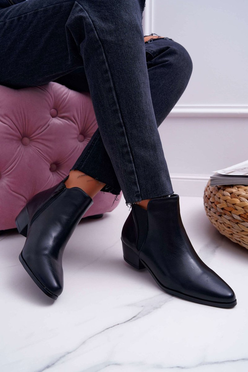 Women's Flat Booties Black Murino