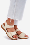 Comfortable women's sandals with Velcro gold Iphiope