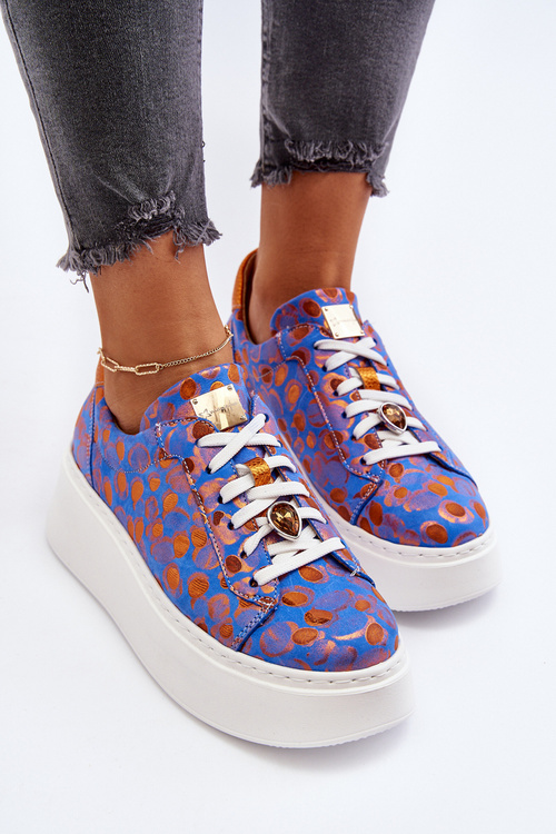 Leather Sports Shoes on Platform Maciejka 06191-06 Blue