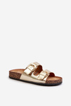 Women's Cork Platform Sandals with Gold Straps Doretta