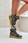 Leather Flat Lace-Up Ankle Boots Maciejka 06158-07 Yellow-Black