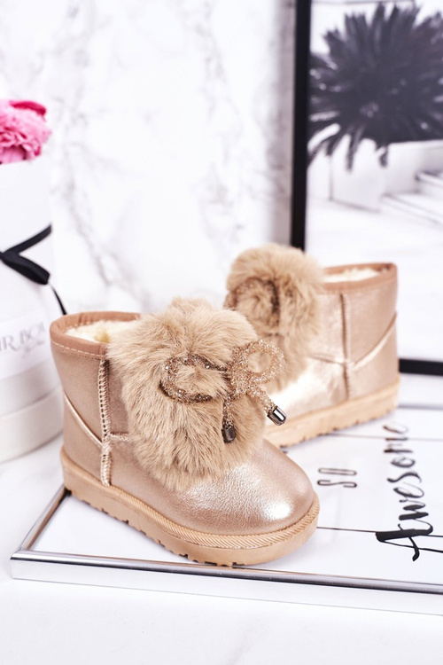 Children's Snow Boots Insulated With Fur Rose Gold Aurora