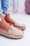 Mokasyny Damskie Wygodne Eko-zamsz Beżowe Lemma