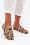 Loafers Women's Moccasins With Decorative Element Leopard Print Beige Evelora