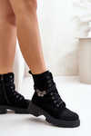 Insulated Ankle Boots Workers With Decoration Black S.Barski HY42-281