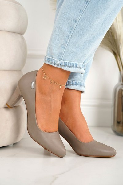 Classic Women's Pumps On A Block Heel Cappuccino Eleanor