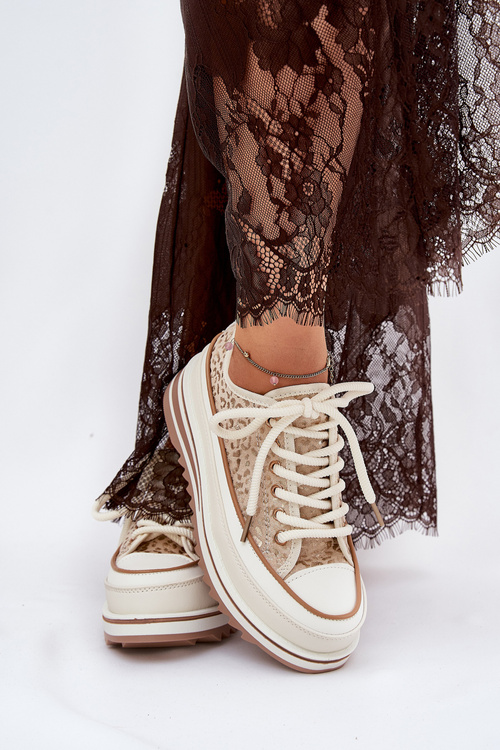 Womens Sneakers On Massive Platform S.Barski BF51-101 Beige