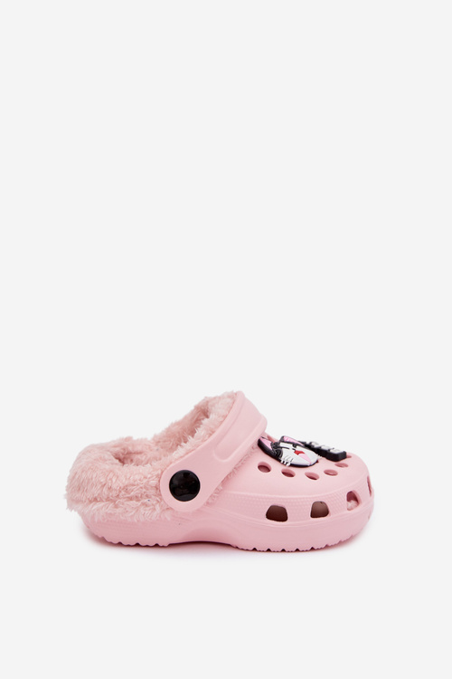 Foam Kids Slides Warm Furry With Buckles Pink Cerelle