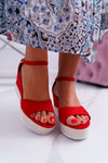 Women's Platform Anchor Sandals Suede Red Delima