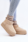 Women's Suede Snow Boots on Platform Light Beige Corcoran 