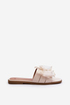 Flat Women's Slippers With Bow Beige Balinda