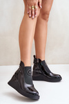 Leather Wedge Ankle Boots D&A Black MR880-137