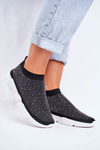 Women's Sport Shoes Slip On Black with Zirkons Milodin