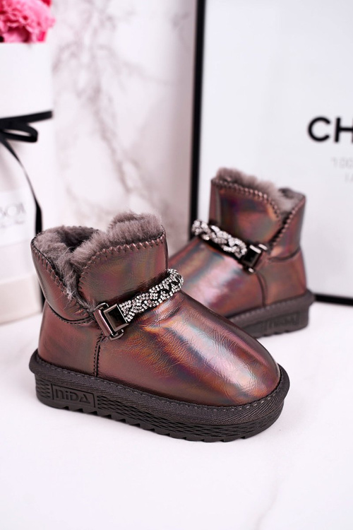 Children's Snow Boots With Fur Petrol Grey Princess