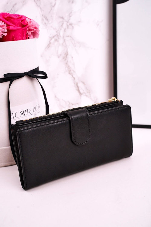 Large Women's Wallet With An Extra Purse And Fringes Black