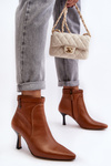 Leather Women's Ankle Boots with Stiletto Heel Maciejka 06301-29 Brown