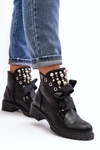 Decorated Women's Boots with Zipper Black Elonte