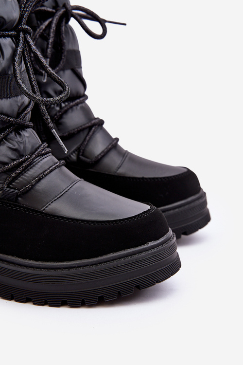 Child Waterproof Insulated Snow Boots with Wool Black Romaine