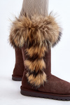Women's Snow Boots With Fur Leather Suede Brown Balvin