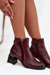 Leather Women's Heeled Boots with Heating Zazoo 60563 Bordeaux