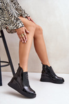 Leather Wedge Ankle Boots D&A Black MR880-137