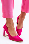 Classic Suede Pumps On A Decorative Heel Fuchsia Elizabeth 