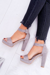 Women's Stiletto Heeled Sandals Suede Grey ShakeUp