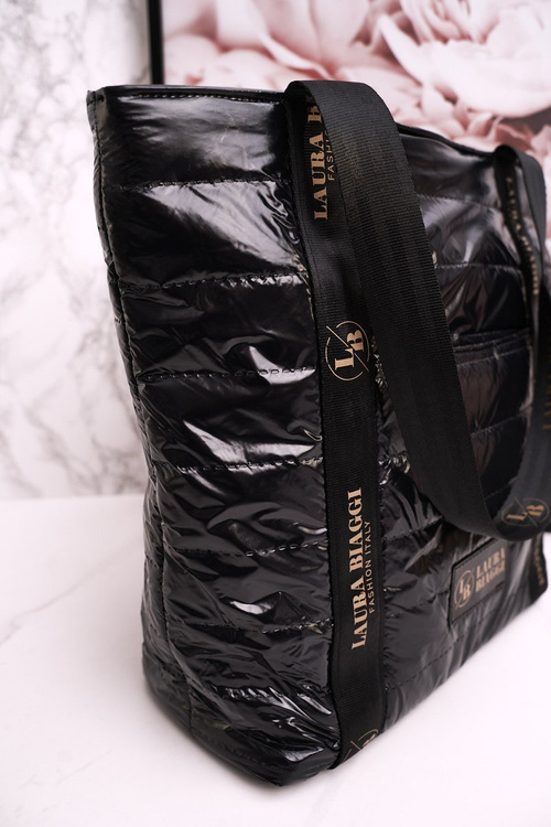 Large Shopper Bag LAURA BIAGGI Black Golden Logo