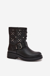Embellished Women's Ankle Boots with Buckle Black Mivana