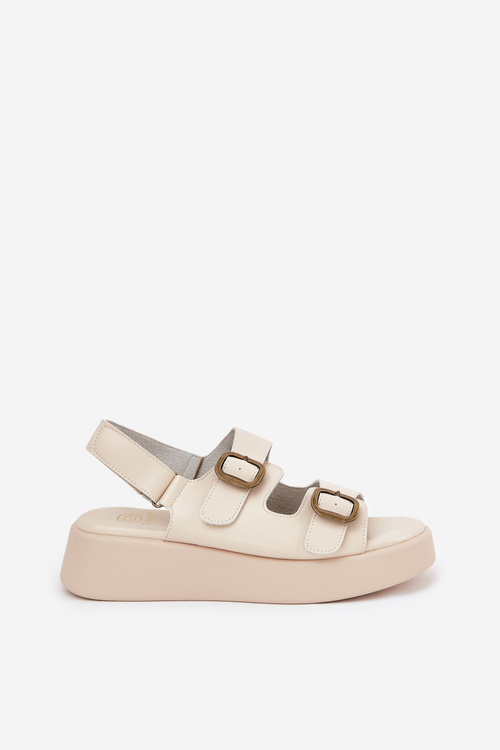 Women's Platform And Wedge Sandals With Buckles Beige Genorre