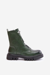 Warm Women’s Worker Boots with Zipper Eco Leather Green Mailyra