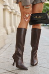 Women's Knee-High Heel Boots Chocolate Vionette