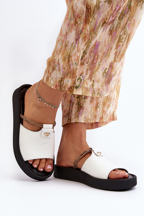 Women's Leather Sandals Zazoo 2896 White-Black