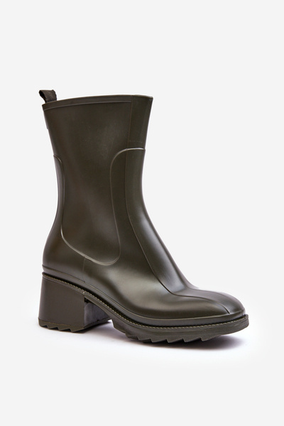 Women's Matte Wellies Boots On Heel Dark Green Bertaida