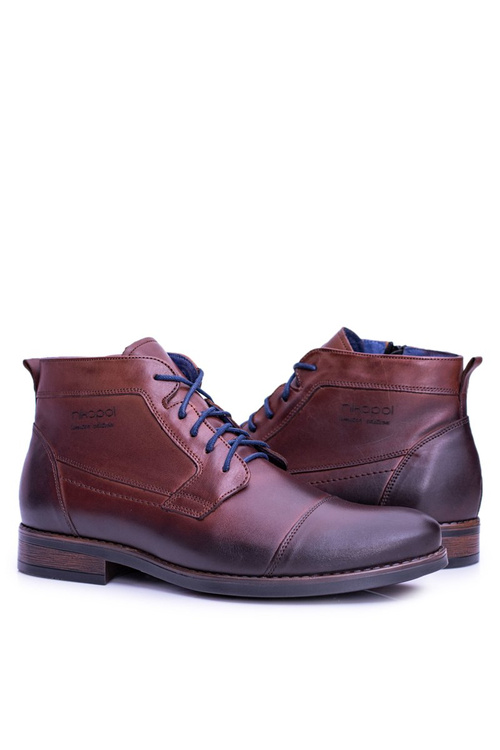 Men's Leather Boots With Zipper Brown Gregory