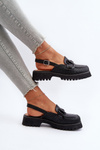 Women's Flat Heel Sandals with Decoration Black D&A MR38-656