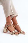 Women's High Heel Sandals with Shiny Gold Strap Tessata