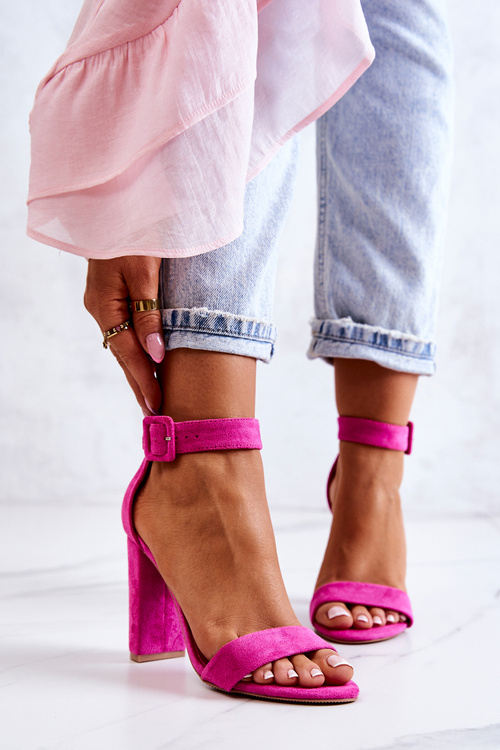 Suede High Heels Sandals Fuchsia Jacqueline