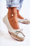 Openwork Leather Ballerinas White-Beige Erdola