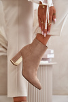 Ladies Heeled Boots Zip Fastened Insulated Eco Suede Light Brown Mevair